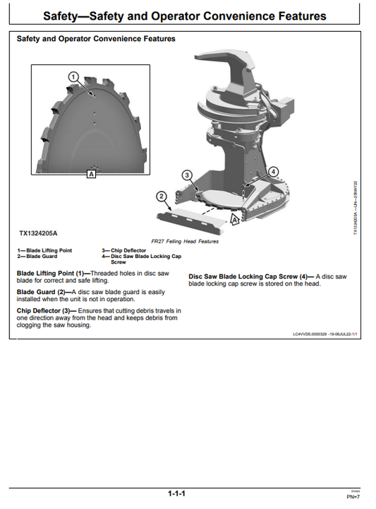 JOHN DEERE FR27 DISC SAW FELLING HEAD OPERATOR MANUAL OMT482400X019
