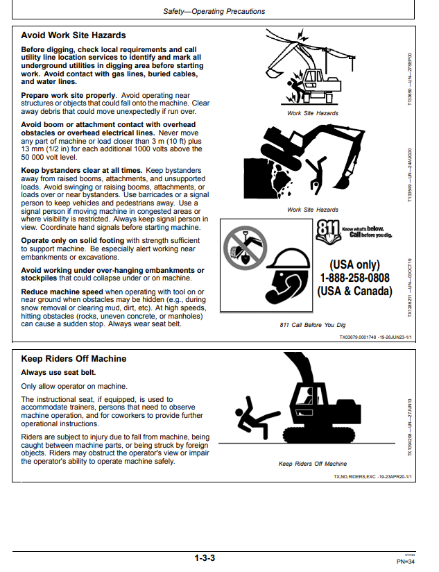 JOHN DEERE 870GLC EXCAVATOR OPERATOR MANUAL OMT489514X019