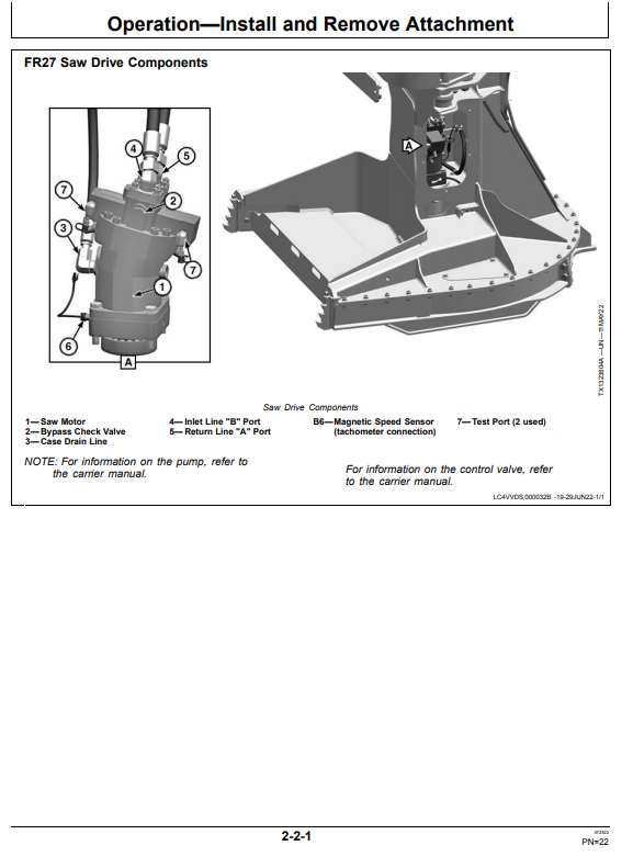JOHN DEERE FR27 DISC SAW FELLING HEAD OPERATOR MANUAL OMT482400X019