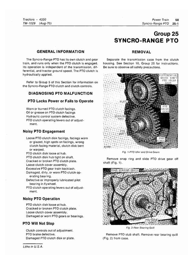 JOHN DEERE 4320 TRACTOR TECHNICAL MANUAL TM1029