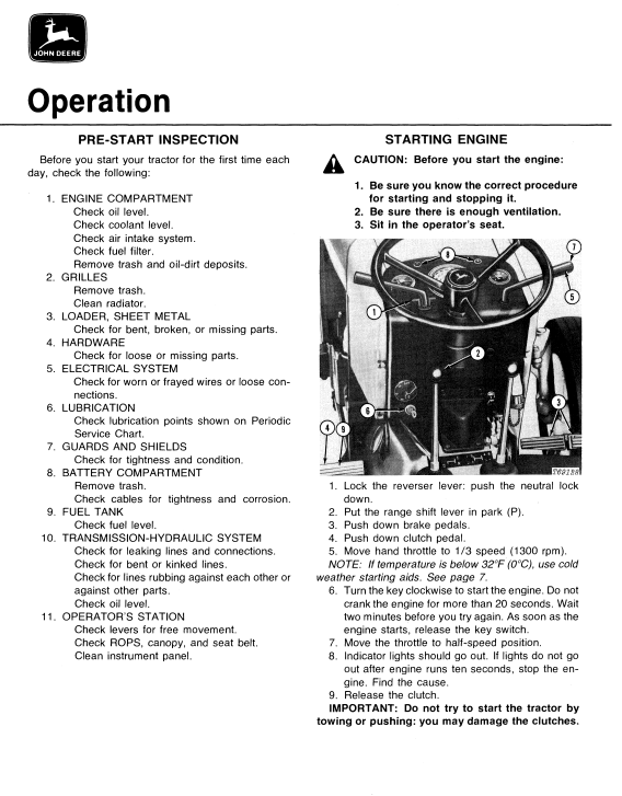 JOHN DEERE 301A TRACTOR AND LOADER OPERATOR MANUAL OMT79303