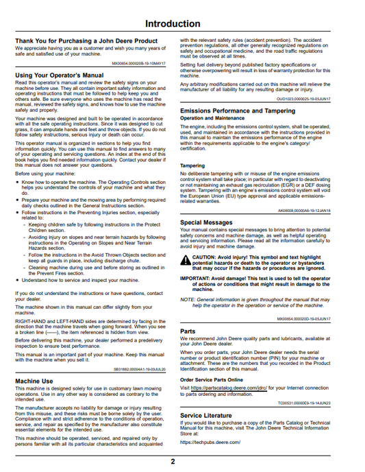 JOHN DEERE RESIDENTIAL ZTRAK™ Z515E, Z530M, AND Z545R OPERATOR MANUAL OMUC41269
