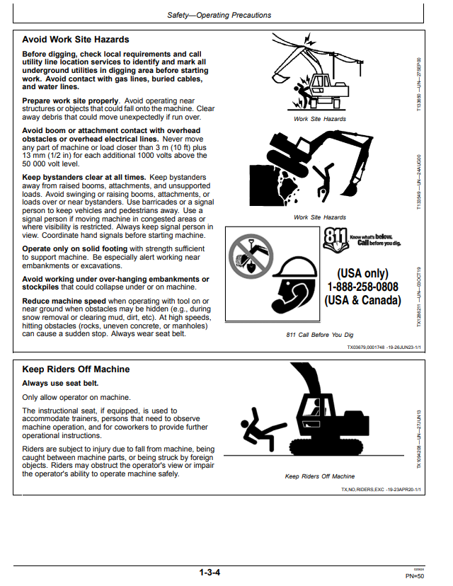 JOHN DEERE E300LC EXCAVATOR OPERATOR MANUAL OMT400978X019