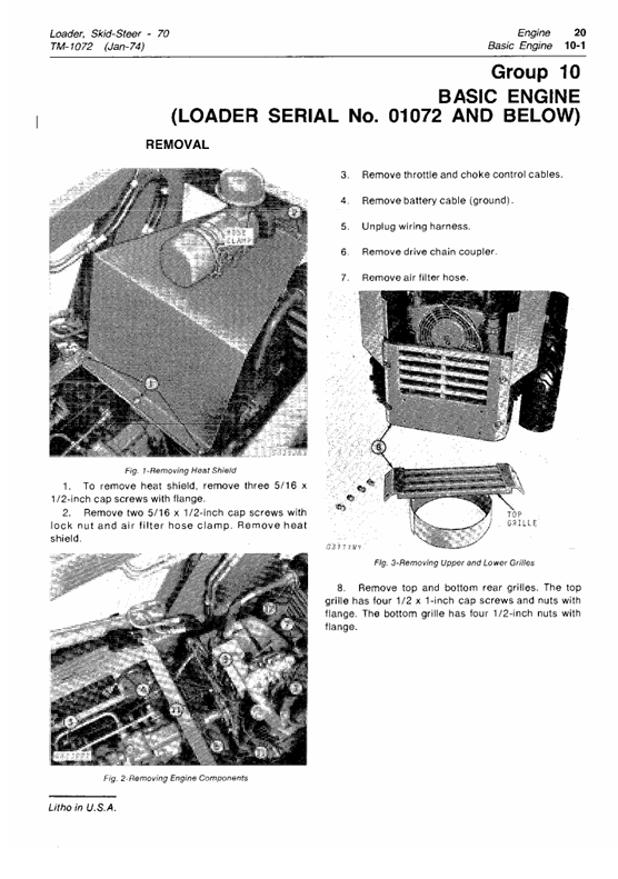 JOHN DEERE 70 SKID STEER LOADER TECHNICAL REPAIR MANUAL TM1072