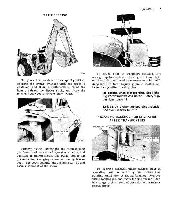 JOHN DEERE 92 BACKHOE AS USED WITH JD300 AND JD400 LOADER OPERATOR MANUAL OMU41510
