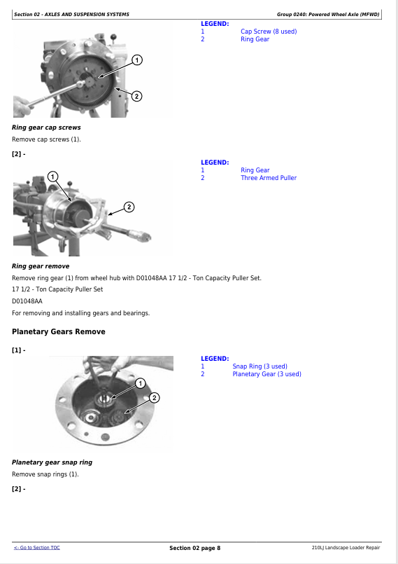 JOHN DEERE 210LJ LANDSCAPE LOADER REPAIR TECHNICAL MANUAL TM10731