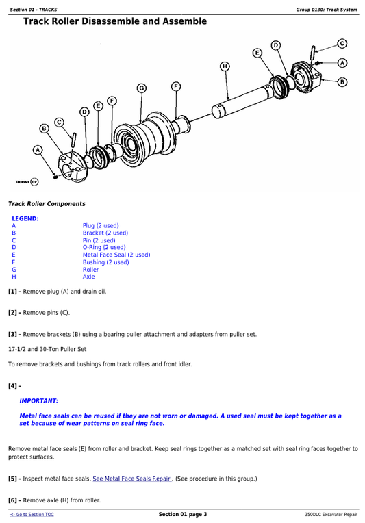JOHN DEERE 350DLC EXCAVATOR REPAIR TECHNICAL MANUAL TM2360