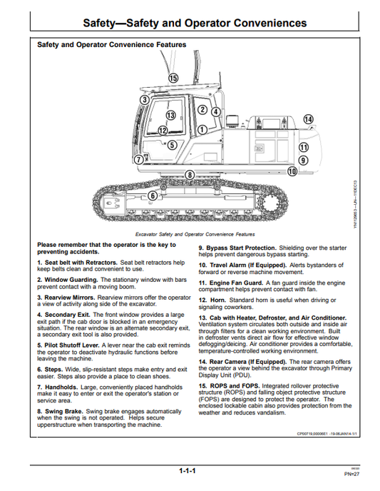 JOHN DEERE E240LC AND E260LC EXCAVATOR OPERATOR MANUAL WY21780
