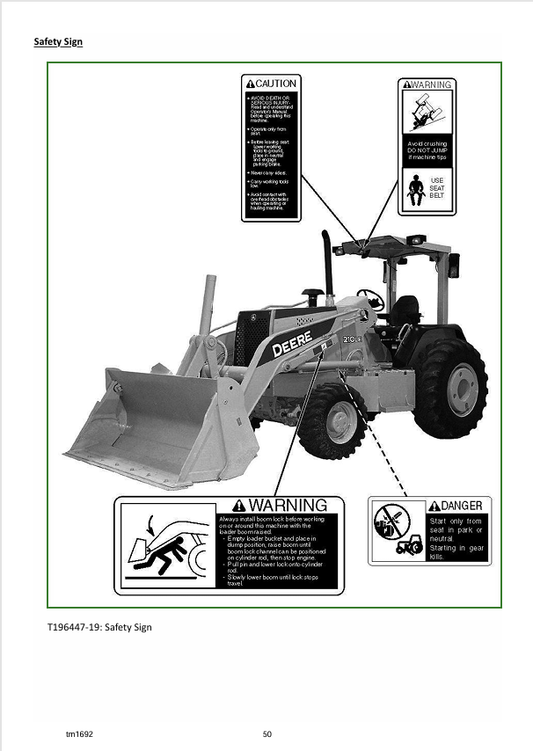 JOHN DEERE 210LE LANDSCAPE LOADER REPAIR TECHNICAL MANUAL TM1692