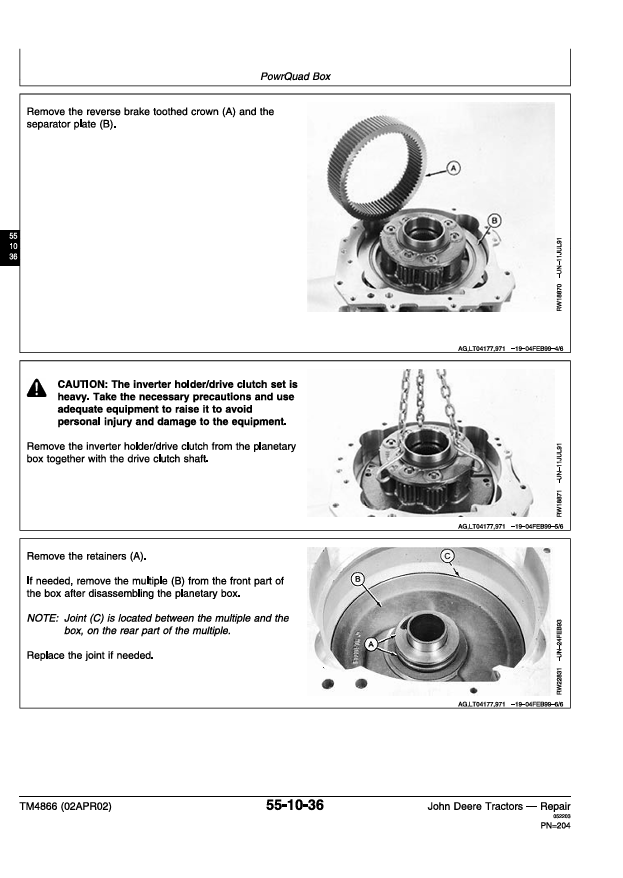 JOHN DEERE 6405 AND 6605 TRACTOR REPAIR MANUAL TM4866