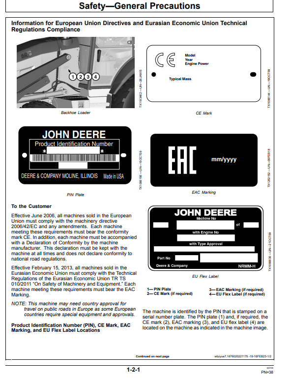 JOHN DEERE 410 P BACKHOE LOADER OPERATOR MANUAL OMT475673X019