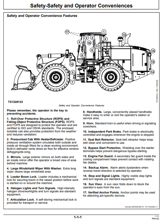 JOHN DEERE 744 P-TIER, GEN A 4WD LOADER OPERATOR MANUAL OMT461923X019