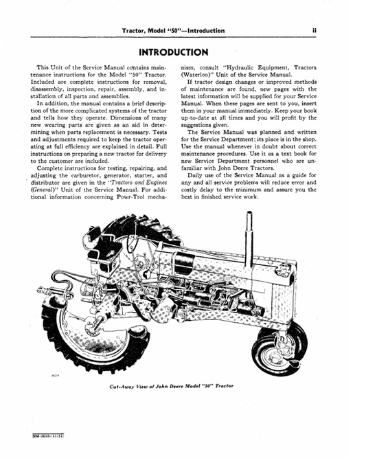 JOHN DEERE 50 SERIES TRACTOR SERVICE MANUAL SM2010