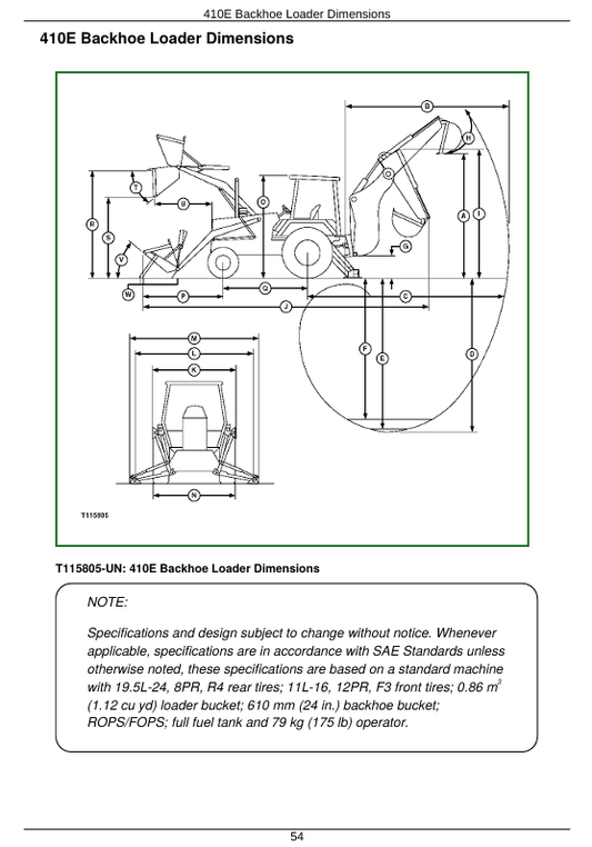 JOHN DEERE 410E BACKHOE LOADER OPERATION AND TEST TECHNICAL MANUAL TM1610