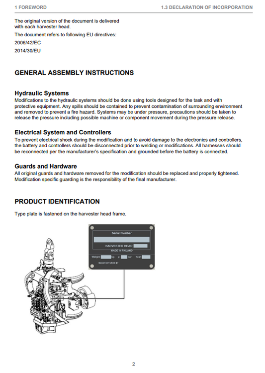 JOHN DEERE H480C HARVESTER HEAD OPERATOR INSTRUCTION MANUAL F670716