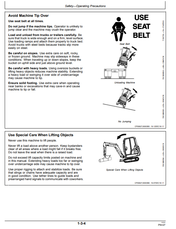 JOHN DEERE E36ZS EXCAVATOR OPERATOR MANUAL OMT434731X019