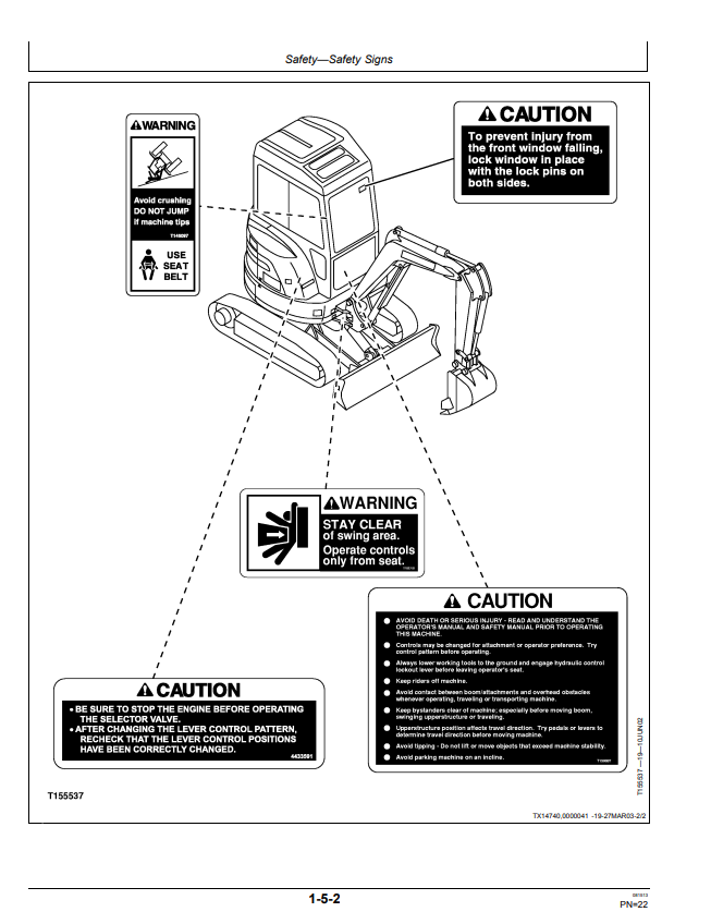 JOHN DEERE 27C ZTS AND 35C ZTS EXCAVATOR OPERATOR MANUAL OMT190898