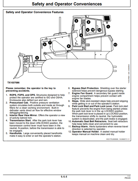 JOHN DEERE 750J CRAWLER DOZER OPERATOR MANUAL OMT227146