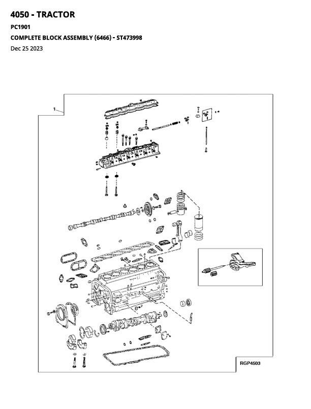 JOHN DEERE 4050, 4250, 4450 TRACTOR PARTS CATALOGUE MANUAL PC1901