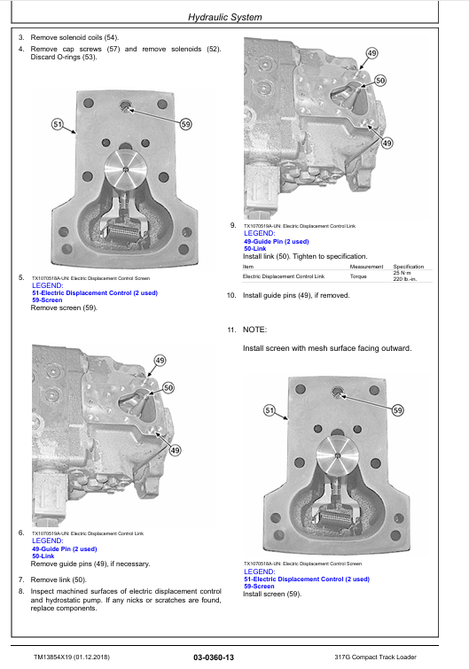 JOHN DEERE 317G COMPACT TRACK LOADER REPAIR MANUAL TM13854X19
