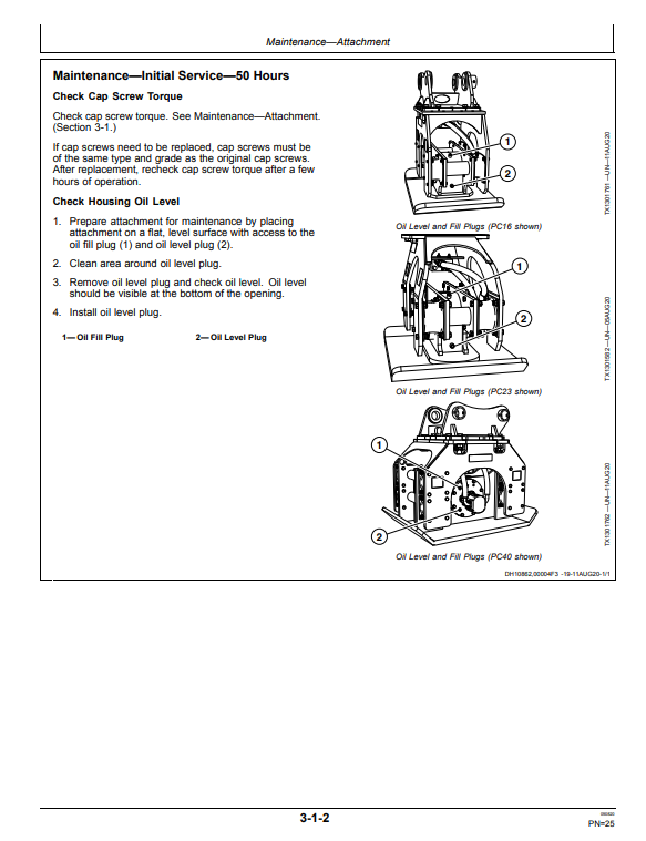 JOHN DEERE PC16, PC23, AND PC40 PLATE COMPACTOR OPERATOR MANUAL OMT442369X019