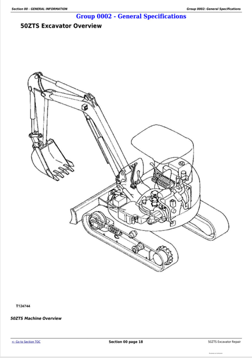 JOHN DEERE 50ZTS EXCAVATOR REPAIR TECHNICAL MANUAL TM1818