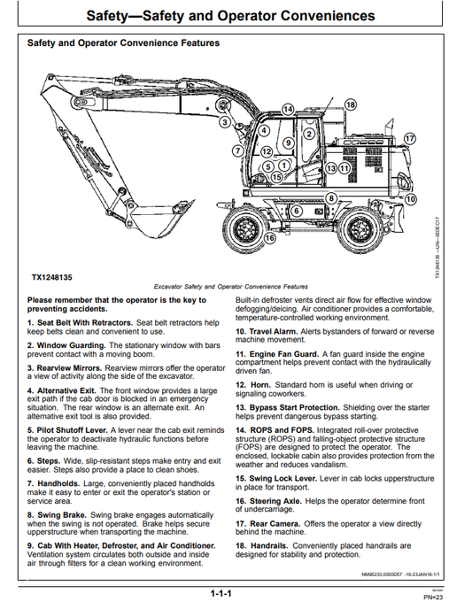 JOHN DEERE 190GW WHEELED EXCAVATOR OPERATOR MANUAL OMT410025X19