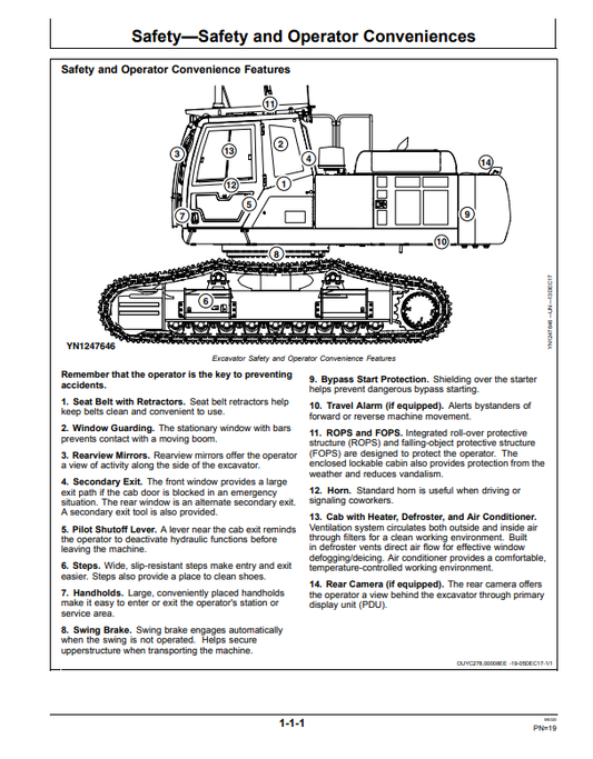 JOHN DEERE E400LC EXCAVATOR OPERATOR MANUAL OMT381652X19