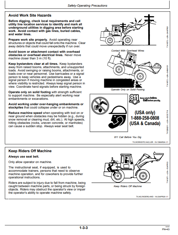 JOHN DEERE 744 X 4WD LOADER OPERATOR MANUAL OMT498145X019