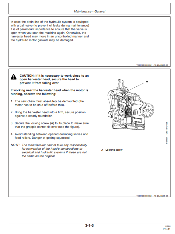 JOHN DEERE H754 HARVESTER HEAD OPERATOR AND MAINTENANCE MANUAL OMF064629