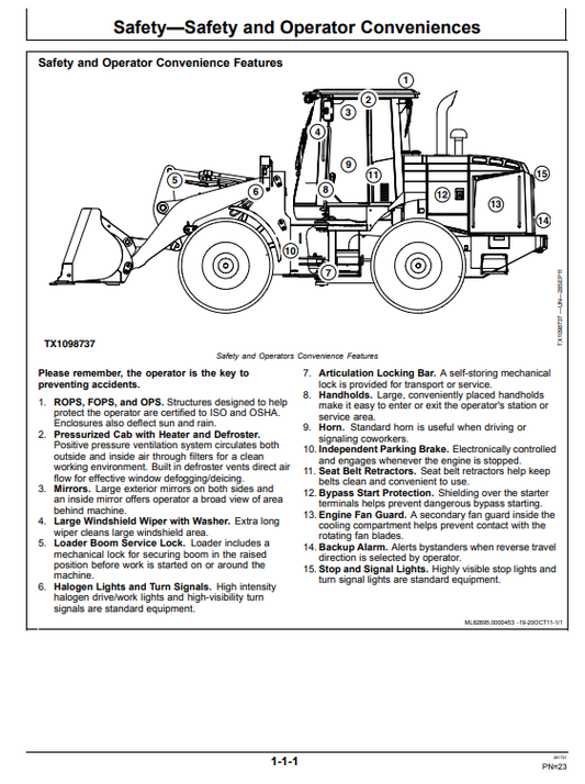 JOHN DEERE 444K LOADER OPERATOR MANUAL OMT227993