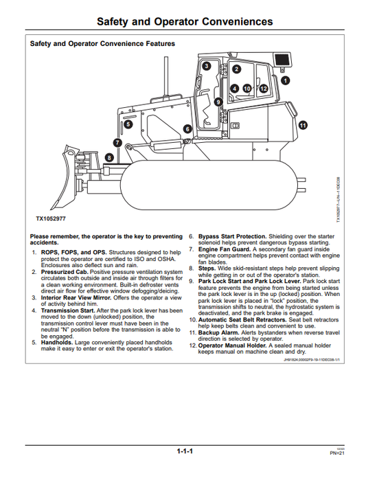 JOHN DEERE 850J CRAWLER DOZER OPERATOR MANUAL OMT224252