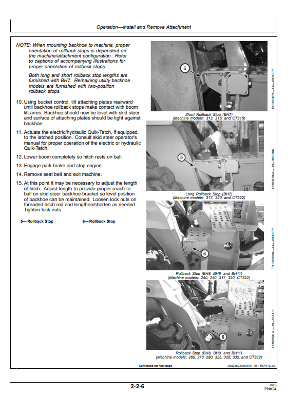 JOHN DEERE BH7, BH8, BH9, AND BH11 UTILITY BACKHOE OPERATOR MANUAL OMT217884