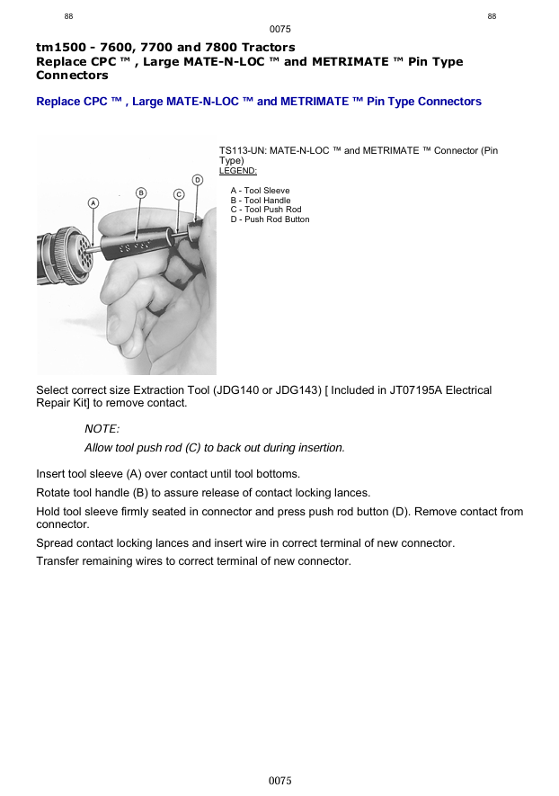 JOHN DEERE 7600, 7700 AND 7800 TRACTOR REPAIR MANUAL TM1500