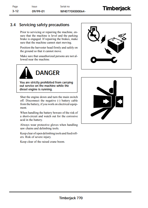 JOHN DEERE 770 TIMBERJACK HARVESTER OPERATOR AND MAINTENANCE MANUAL F057995