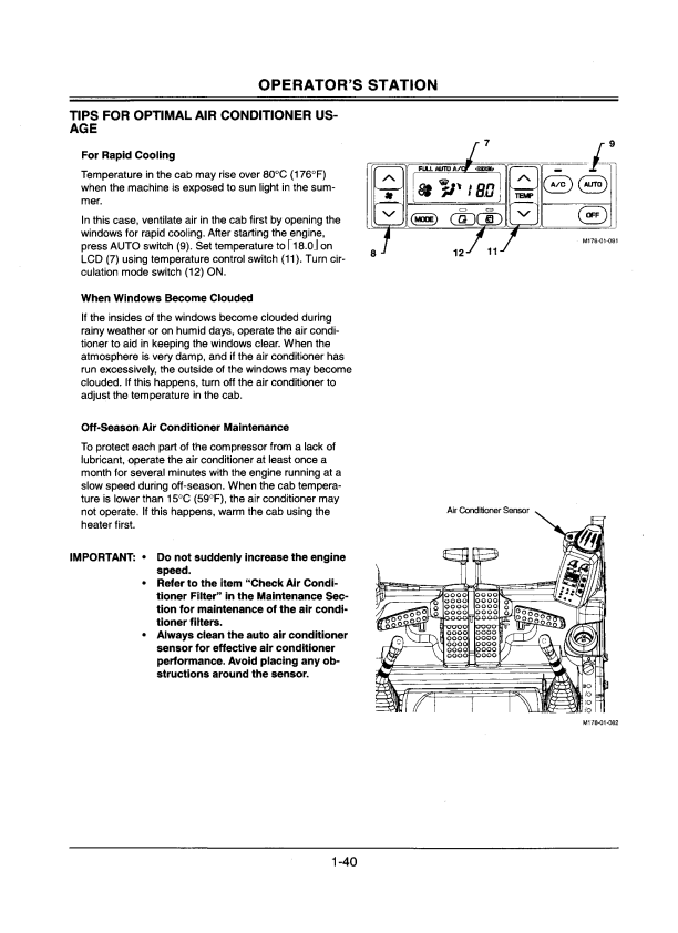 HITACHI ZAXIS 120 CLASS, 180 CLASS, 200 CLASS, 225 CLASS, 270 CLASS, 330 CLASS EXCAVATOR OPERATOR MANUAL EM1G6EN31