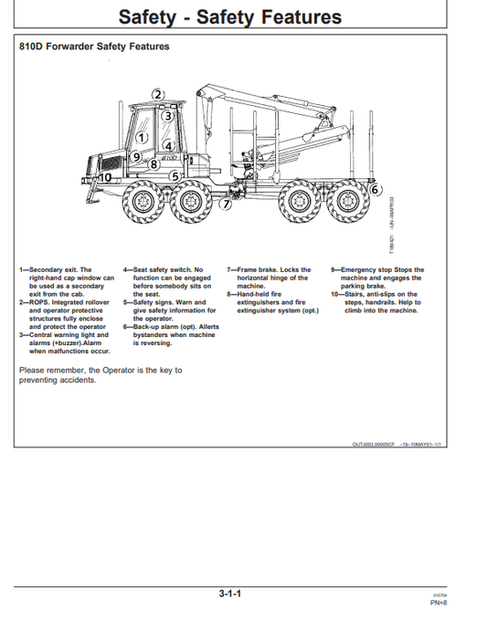 JOHN DEERE TIMBERJACK 810D FORWARDER OPERATOR MANUAL OMF064833