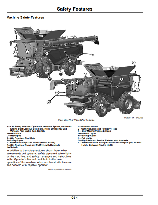 JOHN DEERE X9 1000 AND X9 1100 COMBINE OPERATOR MANUAL OMDXE11750