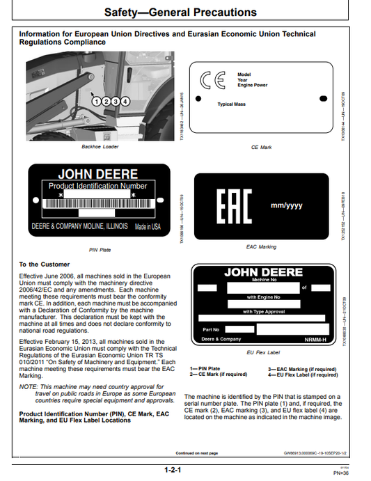 JOHN DEERE 410L BACKHOE LOADER OPERATOR MANUAL OMT446079X019