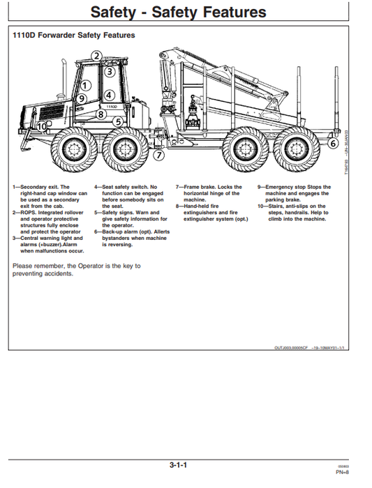 JOHN DEERE 1110D FORWARDER OPERATOR MANUAL OMF064826
