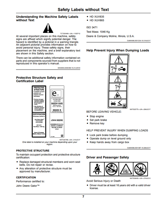 JOHN DEERE XUV835M GATOR™ UTILITY VEHICLE OPERATOR MANUAL OMUC20142
