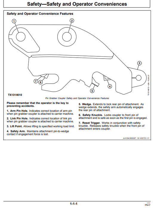 HITACHI ZAXIS35U-5N, 50U-5N, 60USB-5N PIN GRABBER COUPLER OPERATOR MANUAL OMT466881X019