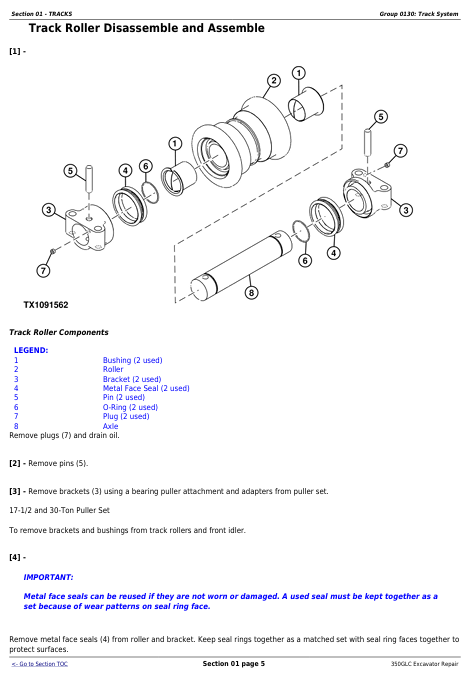 JOHN DEERE 350GLC EXCAVATOR REPAIR TECHNICAL MANUAL TM12179