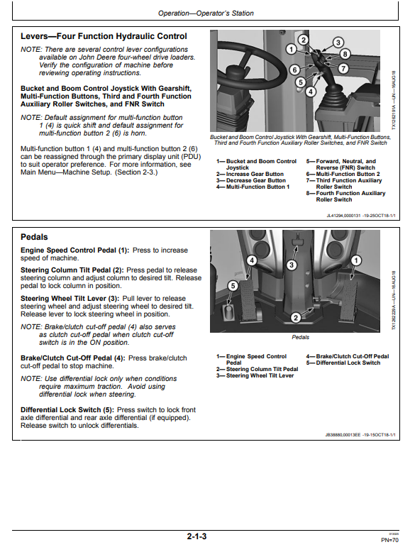 JOHN DEERE 444 P 4WD LOADER OPERATOR MANUAL OMT453604X019