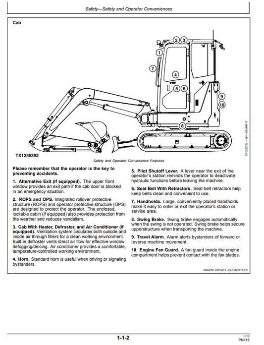 JOHN DEERE 30 P EXCAVATOR OPERATOR MANUAL OMT522894X019