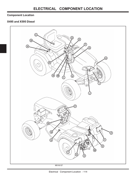 JOHN DEERE X495, X595 GARDEN TRACTOR ELECTRICAL DIAGRAM MANUAL TM2024