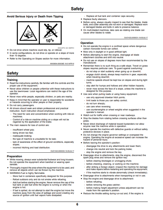 JOHN DEERE Z525E, Z535M AND Z540R ZTRAK™ OPERATOR MANUAL OMUC24254