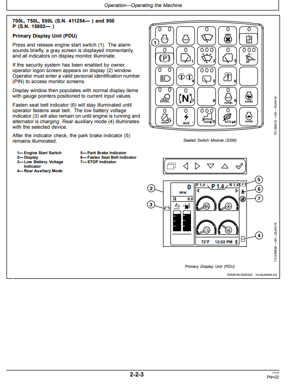 JOHN DEERE 650K, 700L, 750L, 850L, 950 P CRAWLER DOZER OPERATOR MANUAL OMT443021