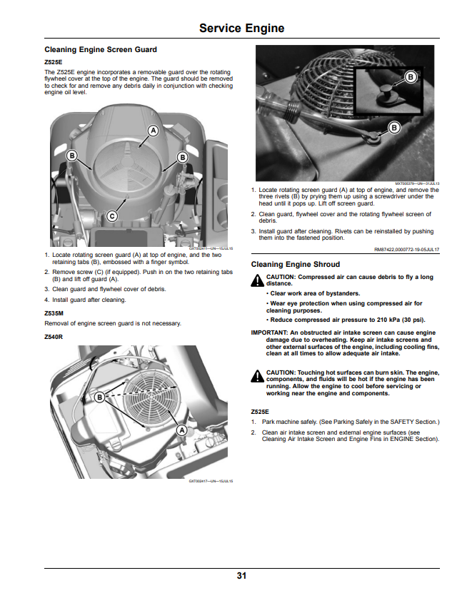 JOHN DEERE Z525E, Z535M AND Z540R ZTRAK™ OPERATOR MANUAL OMUC24254