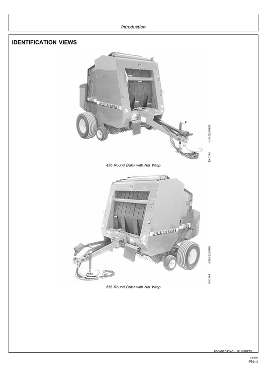 JOHN DEERE 456, 556 ROUND BALER OPERATOR MANUAL OME92587